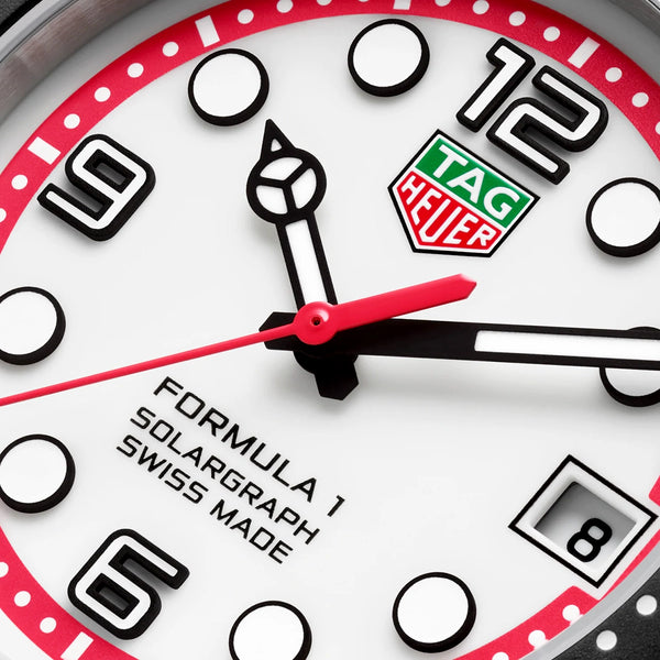 TAG Heuer Formula 1 Solargraph 38mm White Dial Limited Edition Watch - Berry's Jewellers
