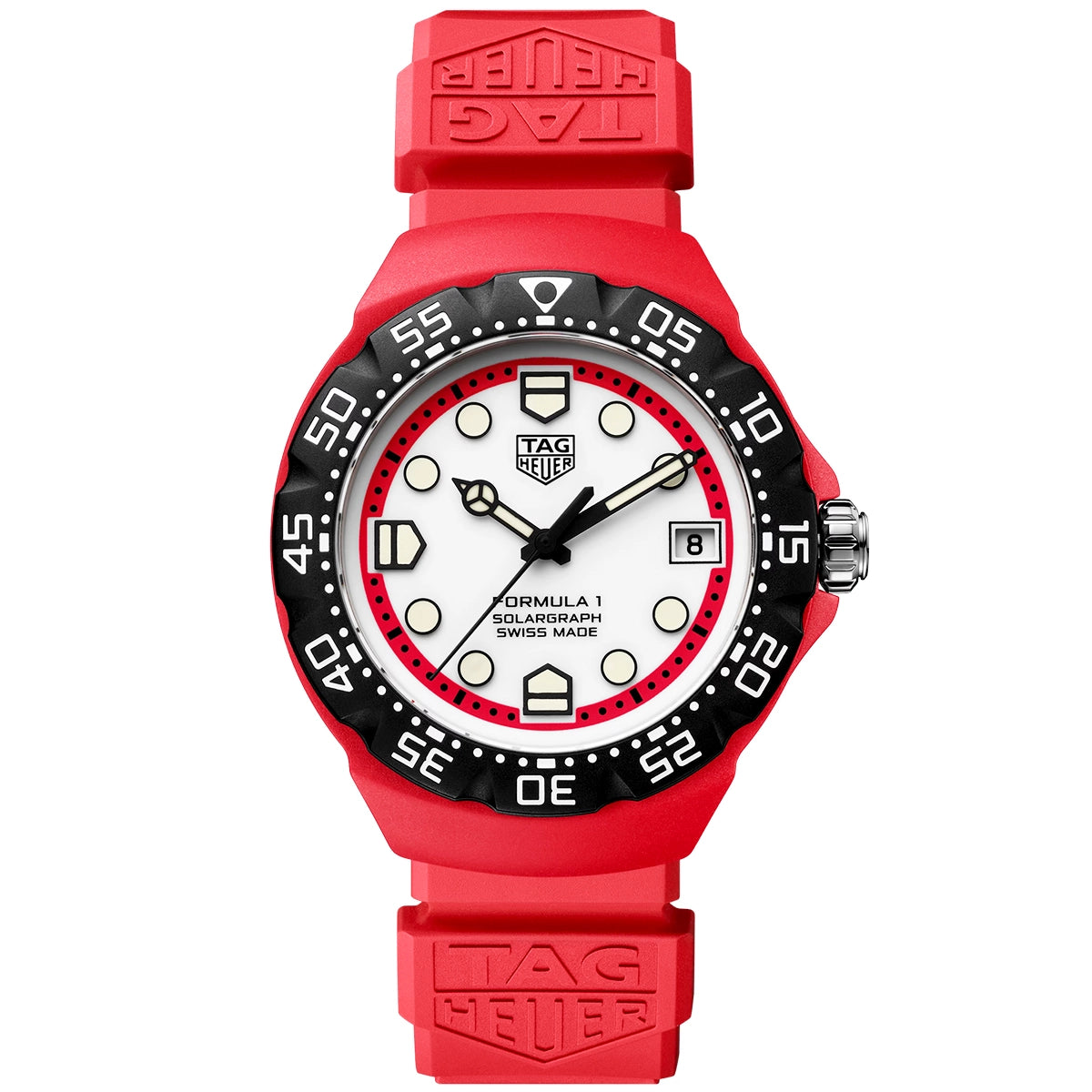 TAG Heuer Formula 1 Solargraph 38mm White Dial Red Polylight Watch - Berry's Jewellers