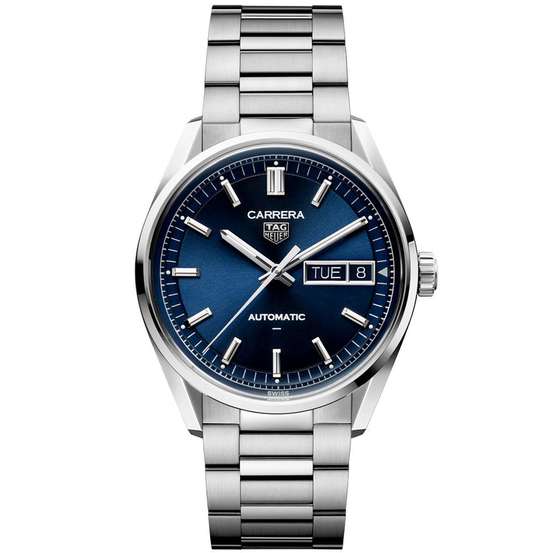 TAG Heuer Carrera Day-Date 41mm Blue Dial Mens Automatic Bracelet Watch - Berry's Jewellers