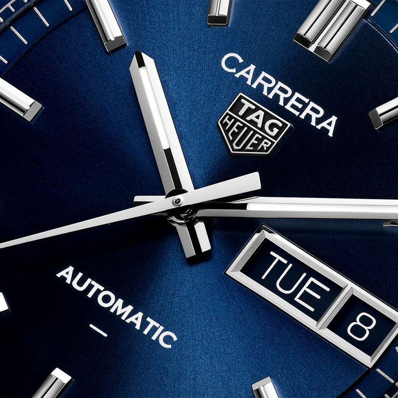 TAG Heuer Carrera Day-Date 41mm Blue Dial Mens Automatic Bracelet Watch - Berry's Jewellers