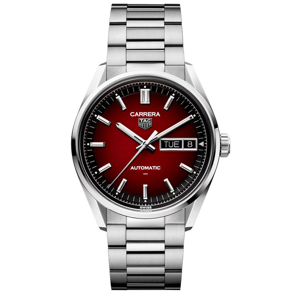 TAG Heuer Carrera Day-Date 41mm Red Gradient Dial Mens Automatic Watch - Berry's Jewellers