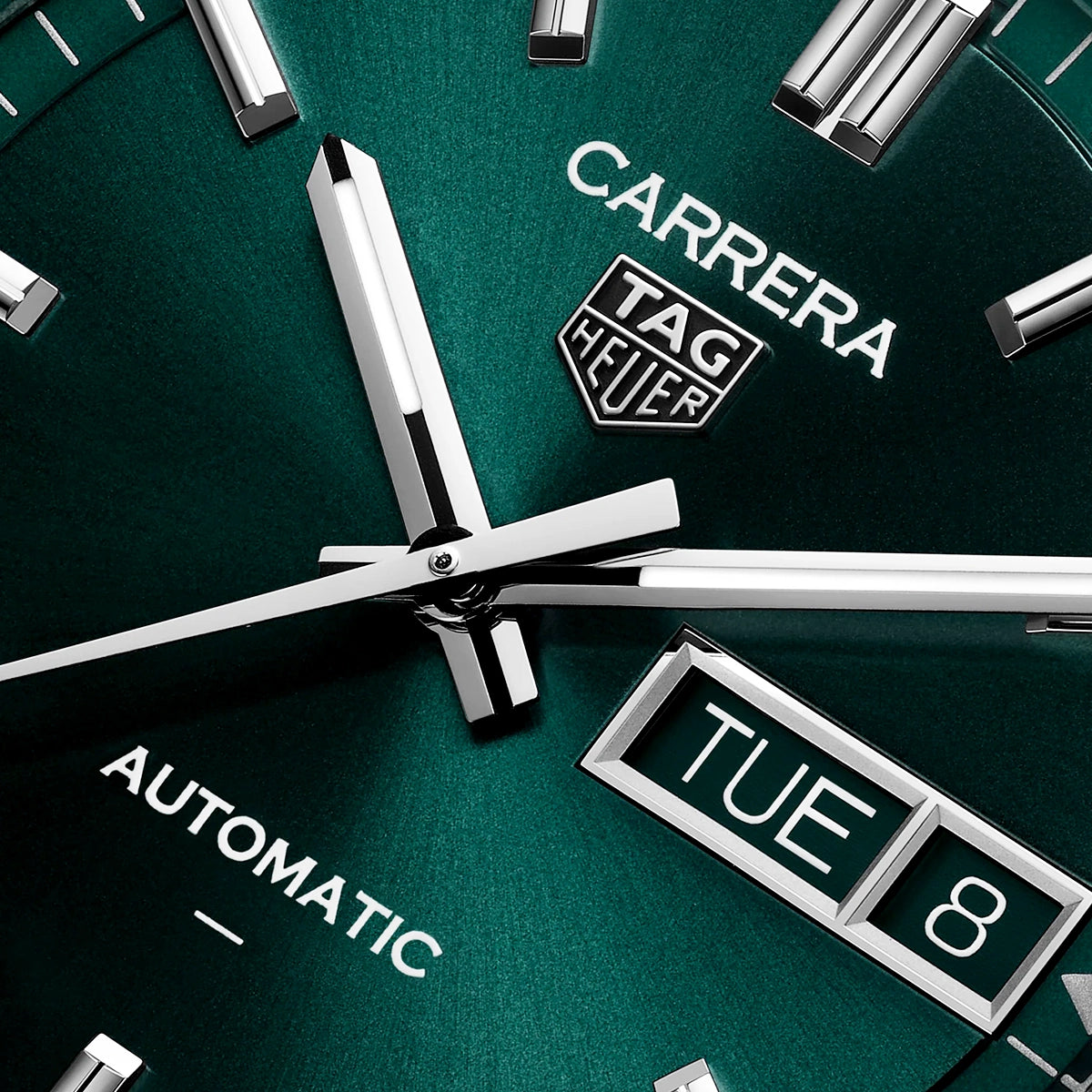 TAG Heuer Carrera Day-Date 41mm Green Dial Mens Automatic Bracelet Watch - Berry's Jewellers