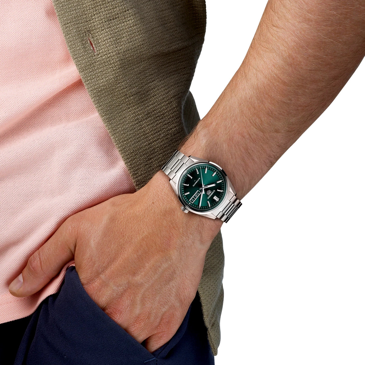 TAG Heuer Carrera Day-Date 41mm Green Dial Mens Automatic Bracelet Watch - Berry's Jewellers