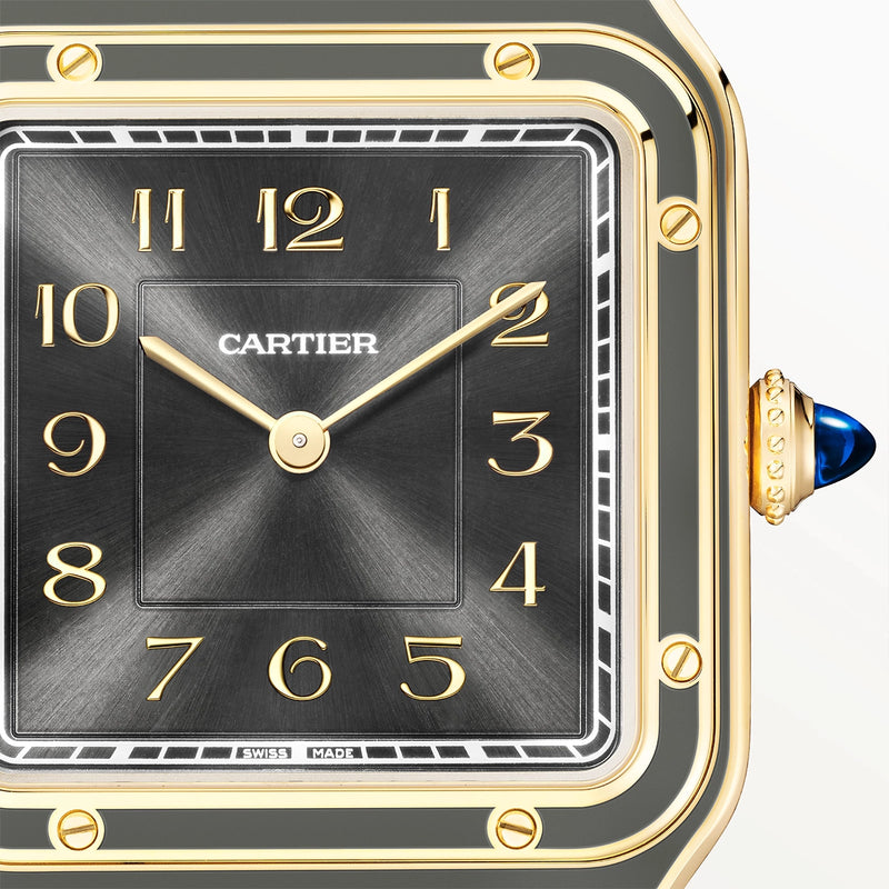 Cartier Santos-Dumont Large 18ct Yellow Gold Grey Lacquer Watch - Berry's Jewellers