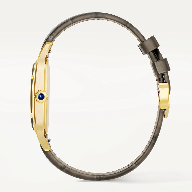 Cartier Santos-Dumont Large 18ct Yellow Gold Grey Lacquer Watch - Berry's Jewellers