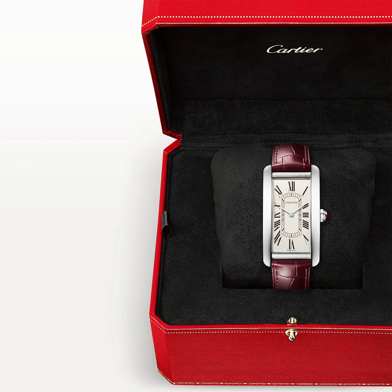 Cartier Tank Américaine Large Platinum Mens Automatic Strap Watch - Berry's Jewellers