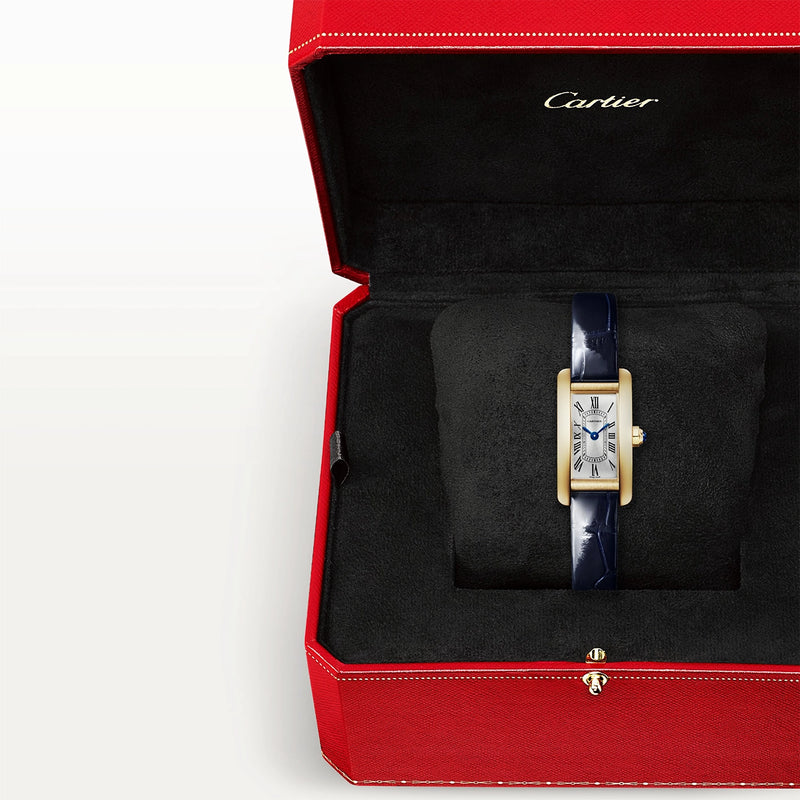 Cartier Tank Américaine Mini 18ct Yellow Gold Silver Dial Ladies Strap Watch - Berry's Jewellers