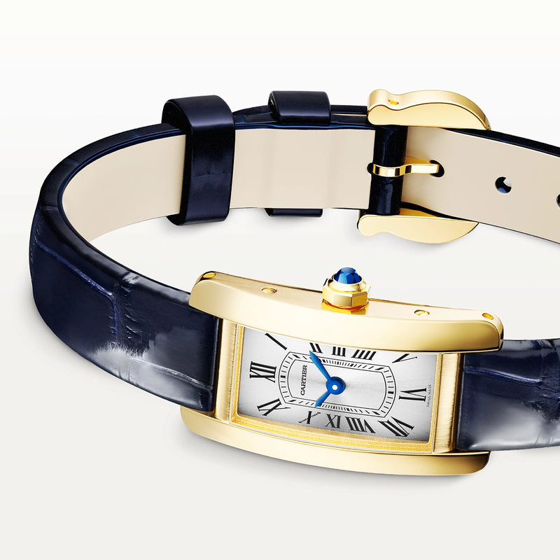 Cartier Tank Américaine Mini 18ct Yellow Gold Silver Dial Ladies Strap Watch - Berry's Jewellers