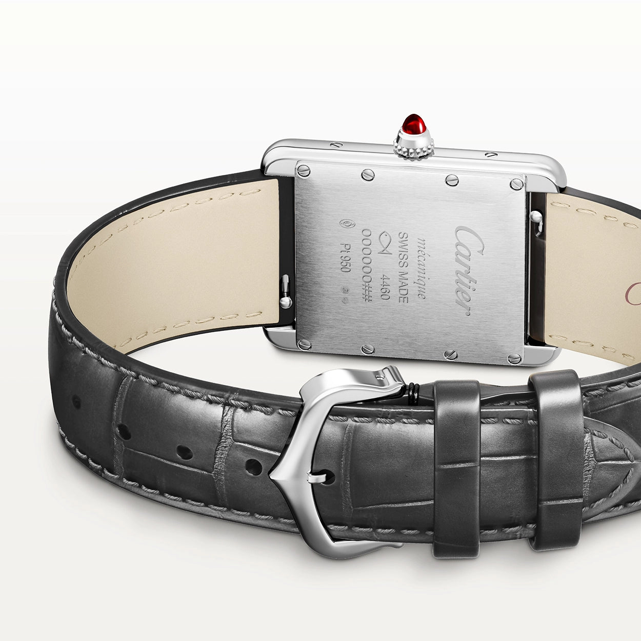 Cartier Tank Louis Cartier Platinum Large Model Leather Strap Watch - Berry's Jewellers