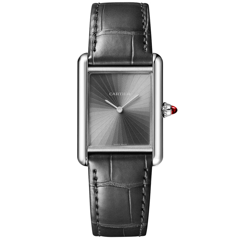 Cartier Tank Louis Cartier Large Platinum Sunray Grey Dial Strap Watch - Berry's Jewellers
