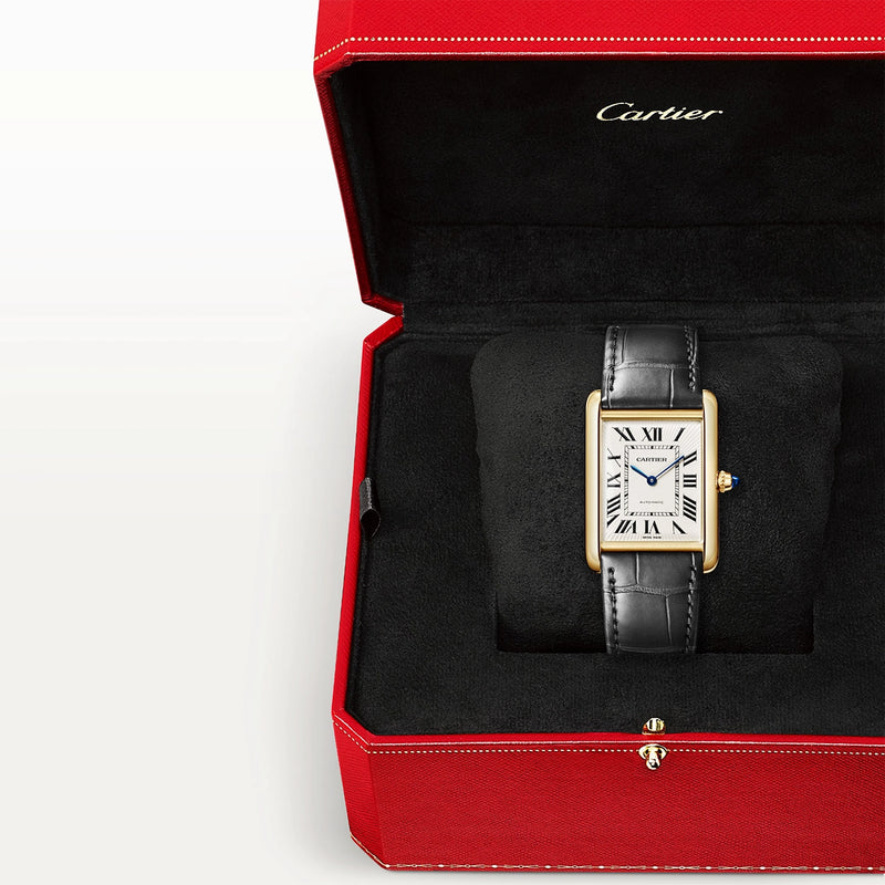 Cartier Tank Louis Cartier 18ct Yellow Gold Silver Dial Automatic Watch - Berry's Jewellers