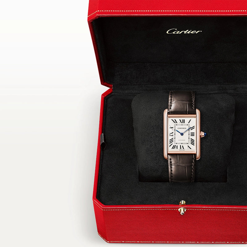 Cartier Tank Louis Cartier 18ct Rose Gold Silver Dial Automatic Watch - Berry's Jewellers