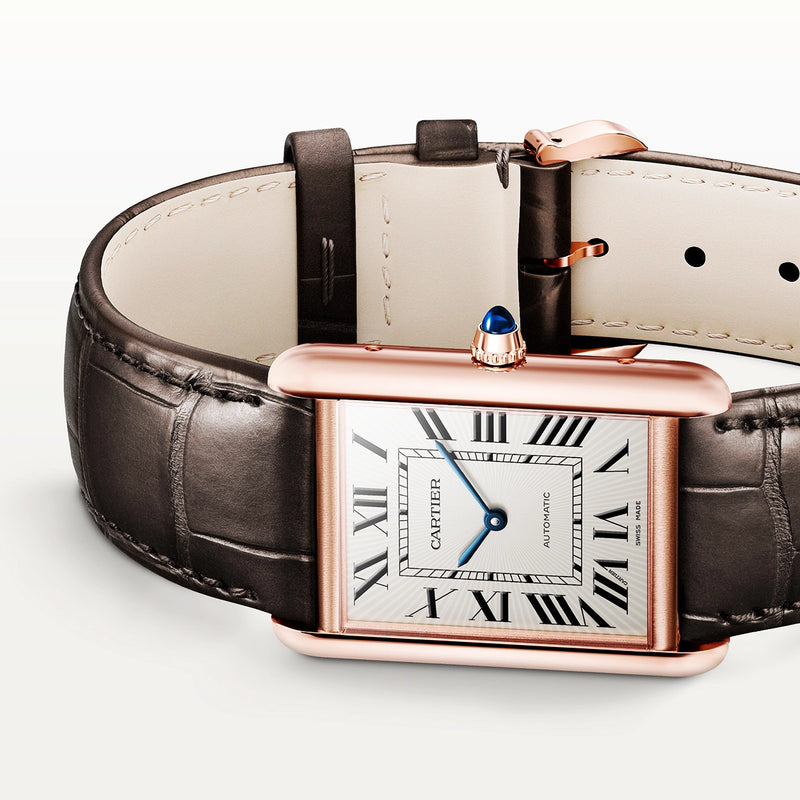 Cartier Tank Louis Cartier 18ct Rose Gold Silver Dial Automatic Watch - Berry's Jewellers