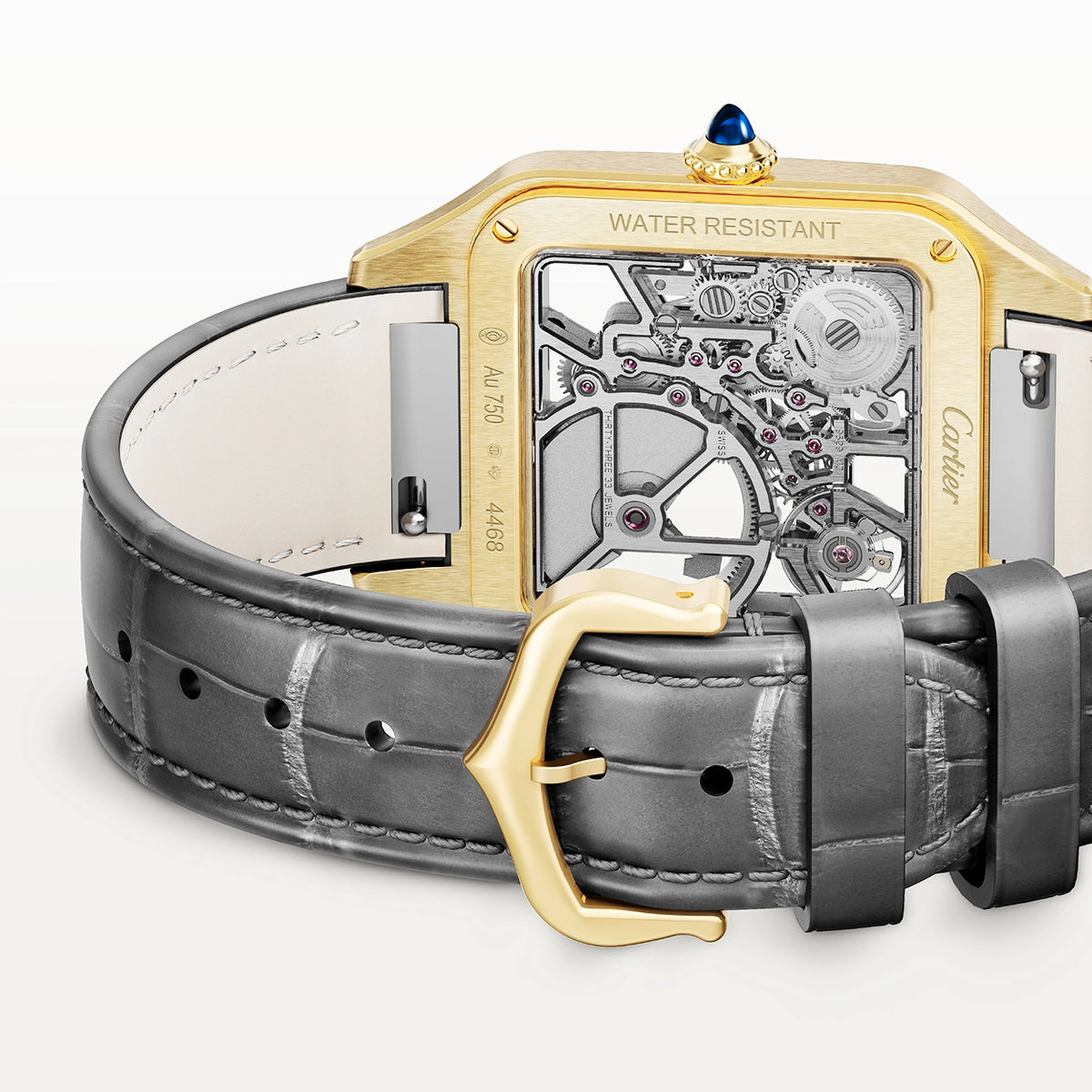 Cartier Santos-Dumont Large 18ct Yellow Gold Skeleton Dial Automatic Watch - Berry's Jewellers