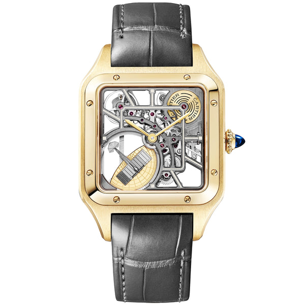 Cartier Santos-Dumont Large 18ct Yellow Gold Skeleton Dial Automatic Watch - Berry's Jewellers