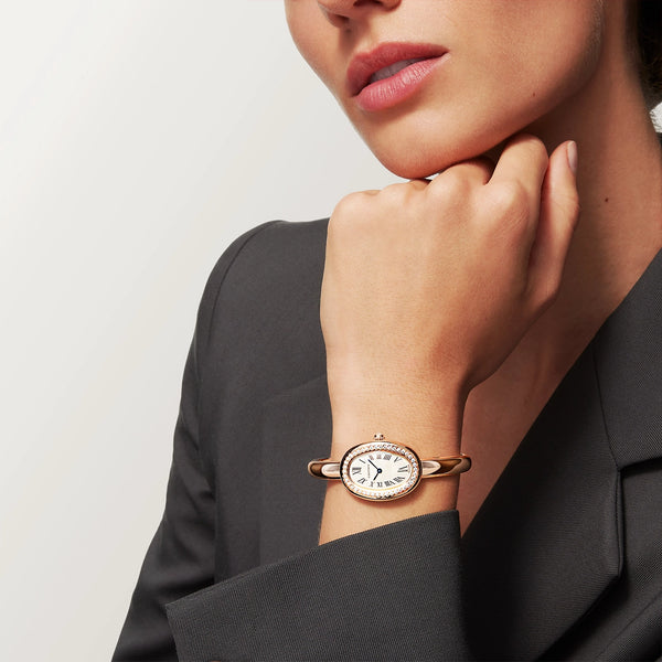 Cartier Baignoire Small Size 16 18ct Rose Gold Ladies Diamond Set Watch - Berry's Jewellers