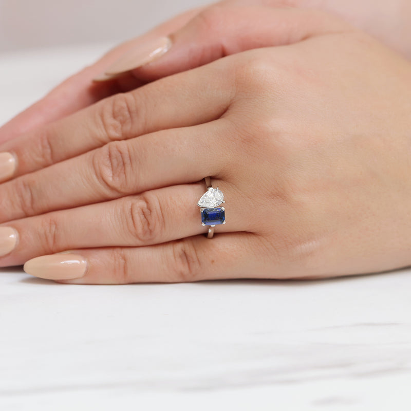 Berry's Platinum Toi Et Moi Sapphire And Pear Cut Diamond Two Stone Ring - Berry's Jewellers