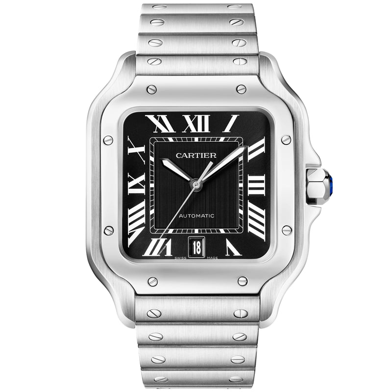 Cartier Santos de Cartier Large Black Dial Automatic Bracelet/Strap Watch - Berry's Jewellers