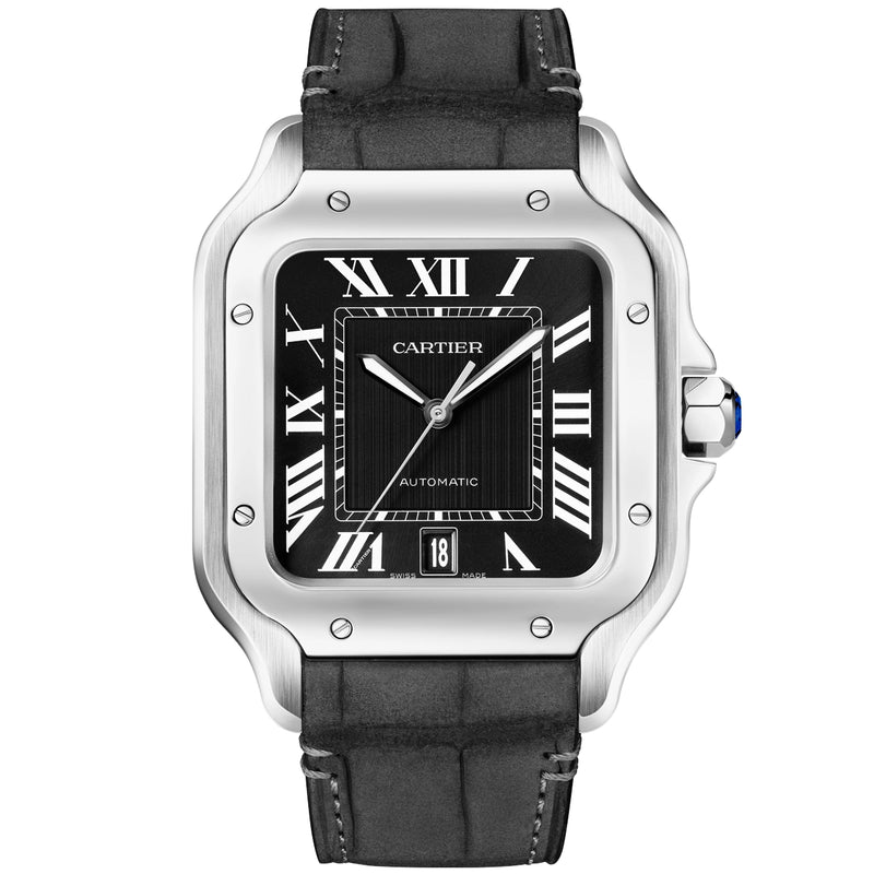 Cartier Santos de Cartier Large Black Dial Automatic Bracelet/Strap Watch - Berry's Jewellers