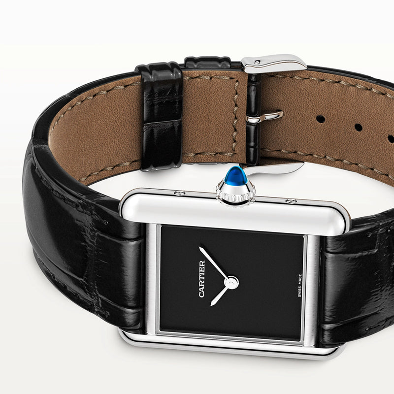 Tank Must Small Matte-Black Dial Ladies Strap Watch