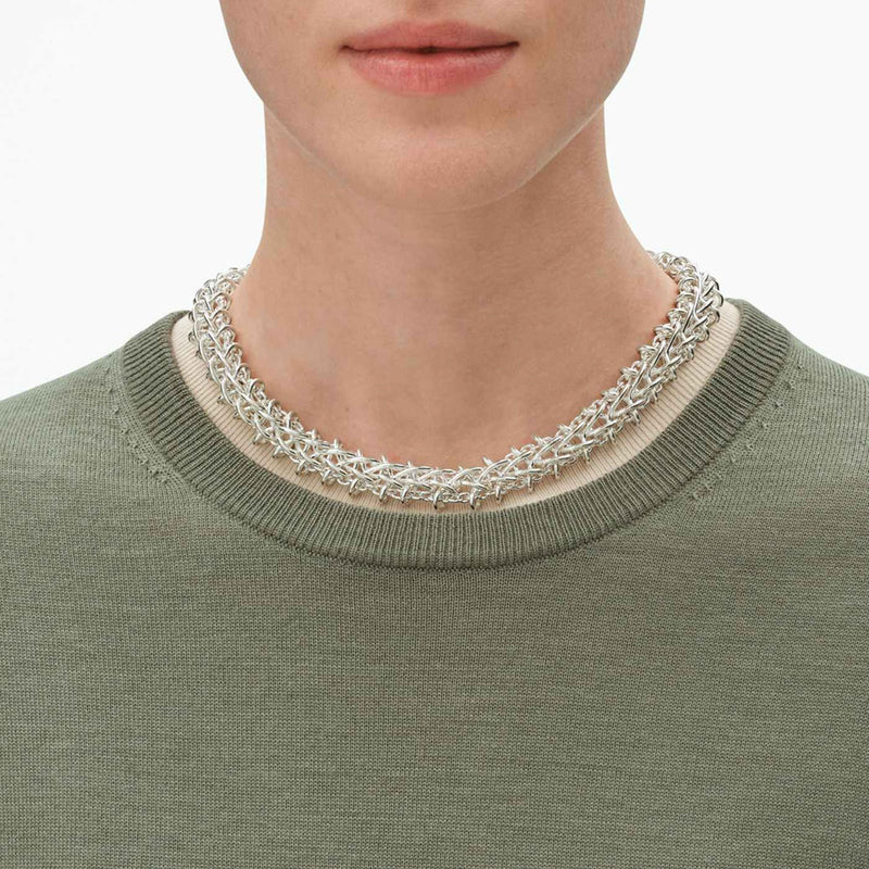Weft Double Link Silver Necklace