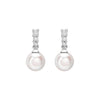 18ct White Gold AA+ Akoya Pearl and Graduated Diamond Drop Earrings