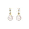18ct Yellow Gold AA+ Akoya Pearl and Graduated Diamond Drop Earrings