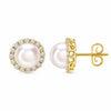 18ct Yellow Gold AAA Akoya Pearl and Diamond Cluster Stud Earrings