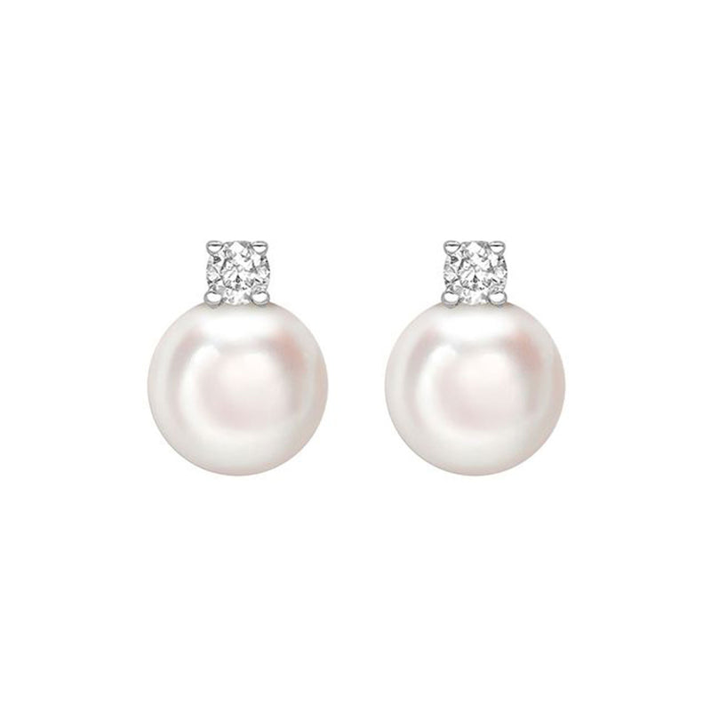 18ct White Gold 6.5-7mm AA+ Akoya Pearl and Diamond Earrings
