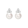 18ct White Gold AAA Akoya Pearl and Diamond Trefoil Earrings