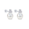 18ct White Gold AAA Akoya Pearl and Diamond Trefoil Earrings