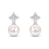 18ct White Gold AAA Akoya Pearl and Diamond Quatrefoil Earrings