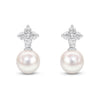 18ct White Gold 8.5-9mm AAA Akoya Pearl and Diamond Quatrefoil Earrings