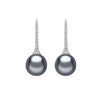 18ct White Gold AAA Tahitian Grey Pearl and Diamond Hook Drop Earrings