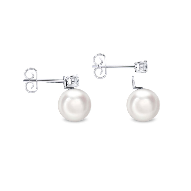 18ct White Gold AAA Akoya Pearl and Diamond Detachable Stud Earrings