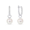 18ct White Gold AAA Akoya Pearl and Diamond Hoop Earrings