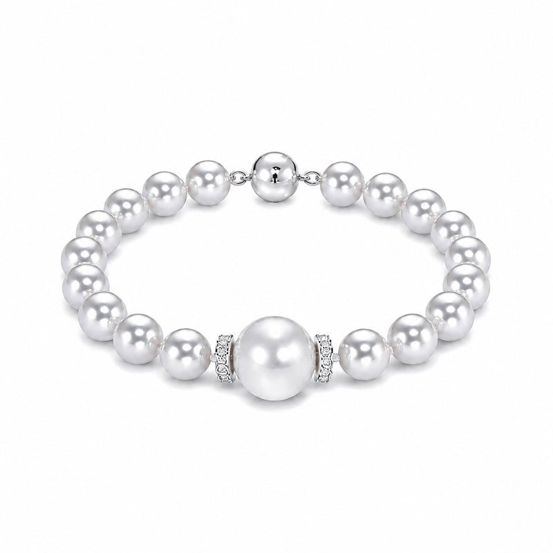 AAA Akoya Pearl, South Sea Pearl and Diamond Bracelet with 18ct White Gold Ball Clasp