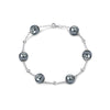 18ct White Gold AAA Tahitian Pearl and Diamond Chain Bracelet