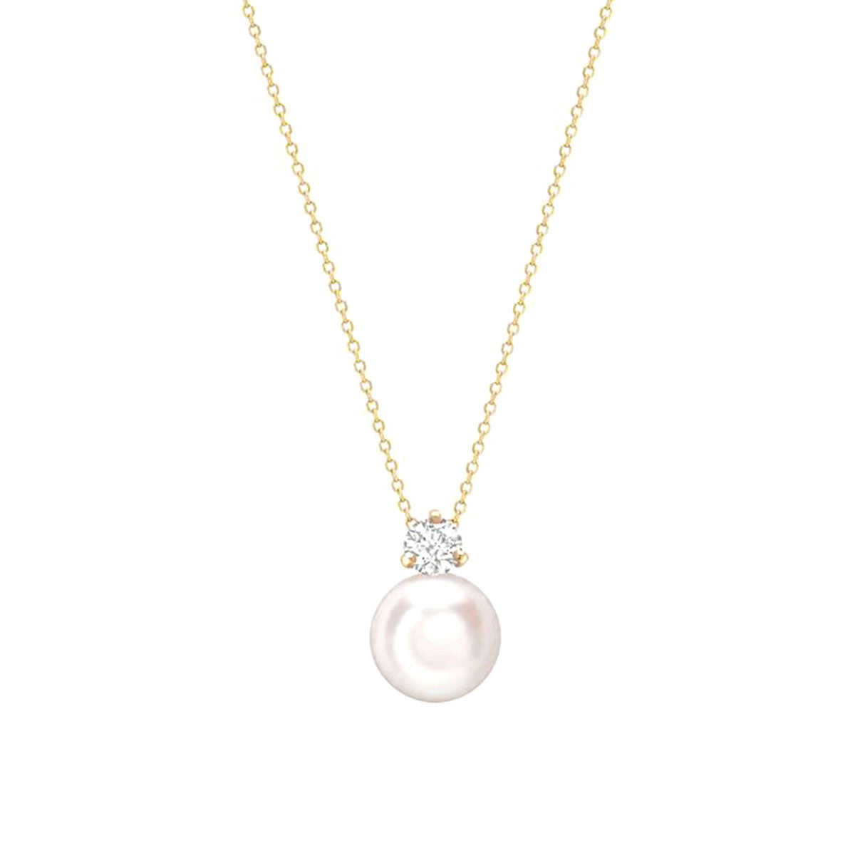 18ct Yellow Gold AAA Akoya Pearl and Diamond Pendant