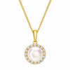 18ct Yellow Gold AAA Akoya Pearl and Diamond Cluster Stud Pendant