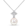 18ct White Gold AAA Akoya Pearl and Diamond Quatrefoil Pendant