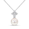 18ct White Gold AAA 8.5-9mm Akoya Pearl and Diamond Quatrefoil Pendant
