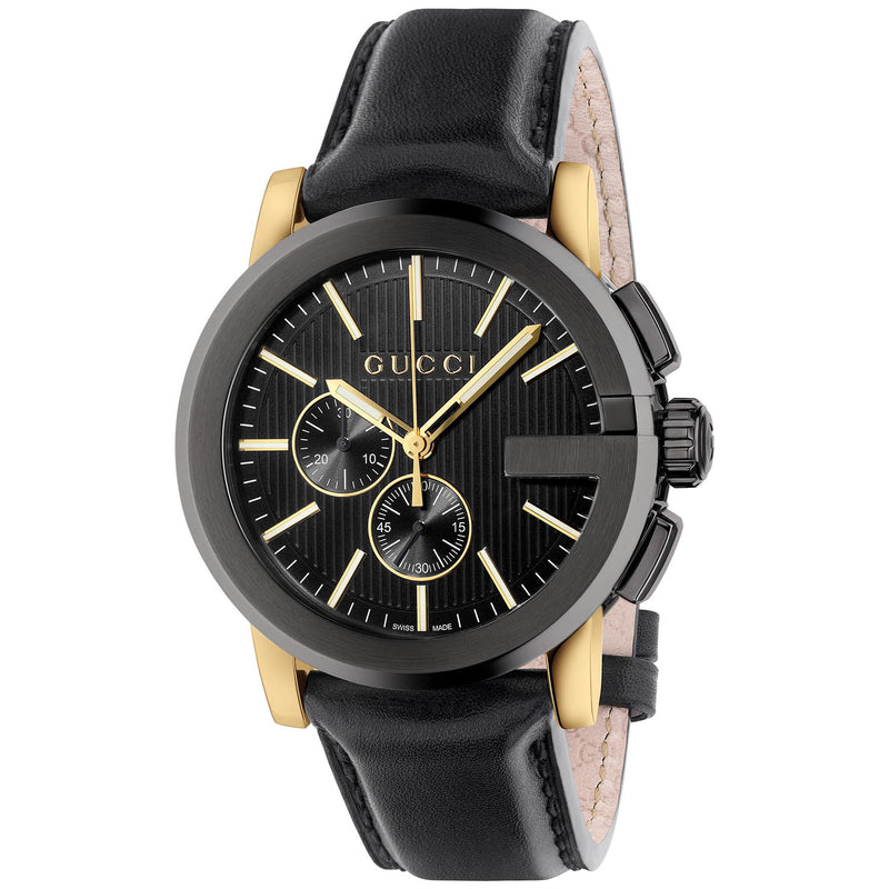 Gucci G-Chrono Quartz 44mm Black PVD Case Black Dial Strap Watch - Berry's Jewellers