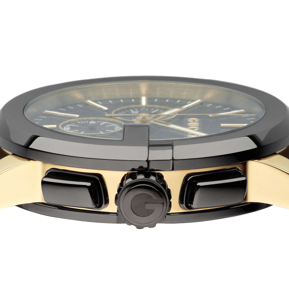 Gucci G-Chrono Quartz 44mm Black PVD Case Black Dial Strap Watch - Berry's Jewellers