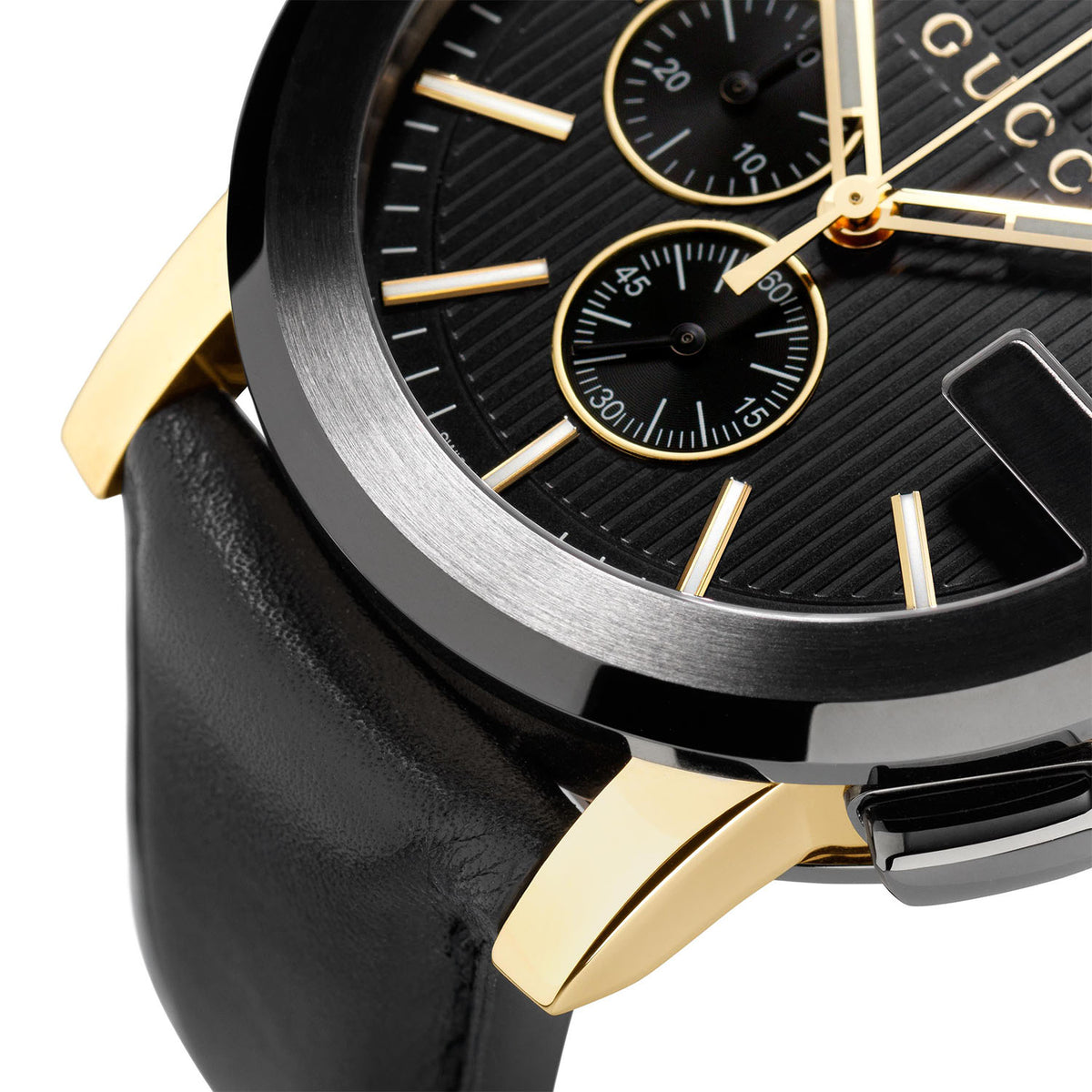Gucci G-Chrono Quartz 44mm Black PVD Case Black Dial Strap Watch - Berry's Jewellers