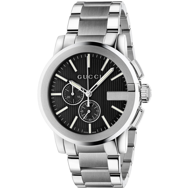 Gucci G-Chrono Quartz 44mm Stainless Steel Black Dial Bracelet Watch - Berry's Jewellers