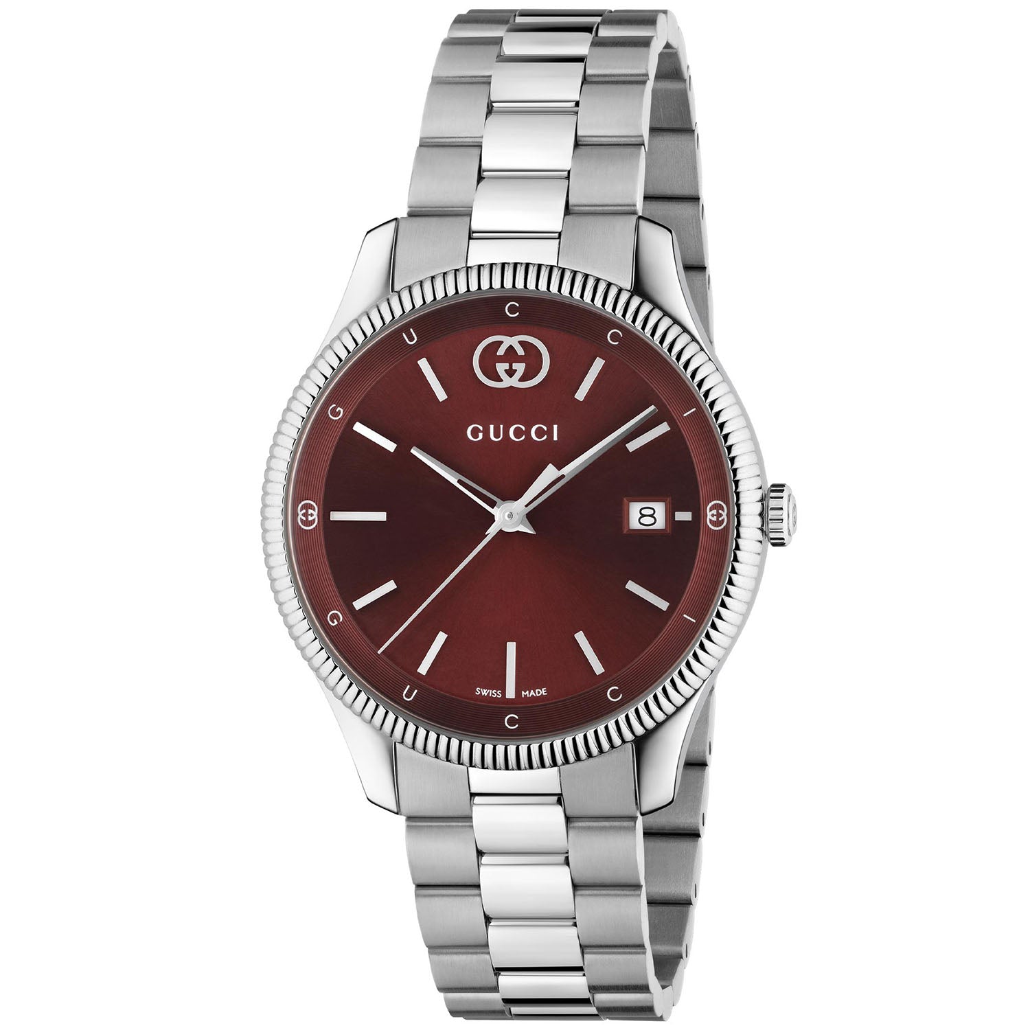 G-Timeless Quartz 38mm Stainless Steel Burgundy Dial Bracelet Watch