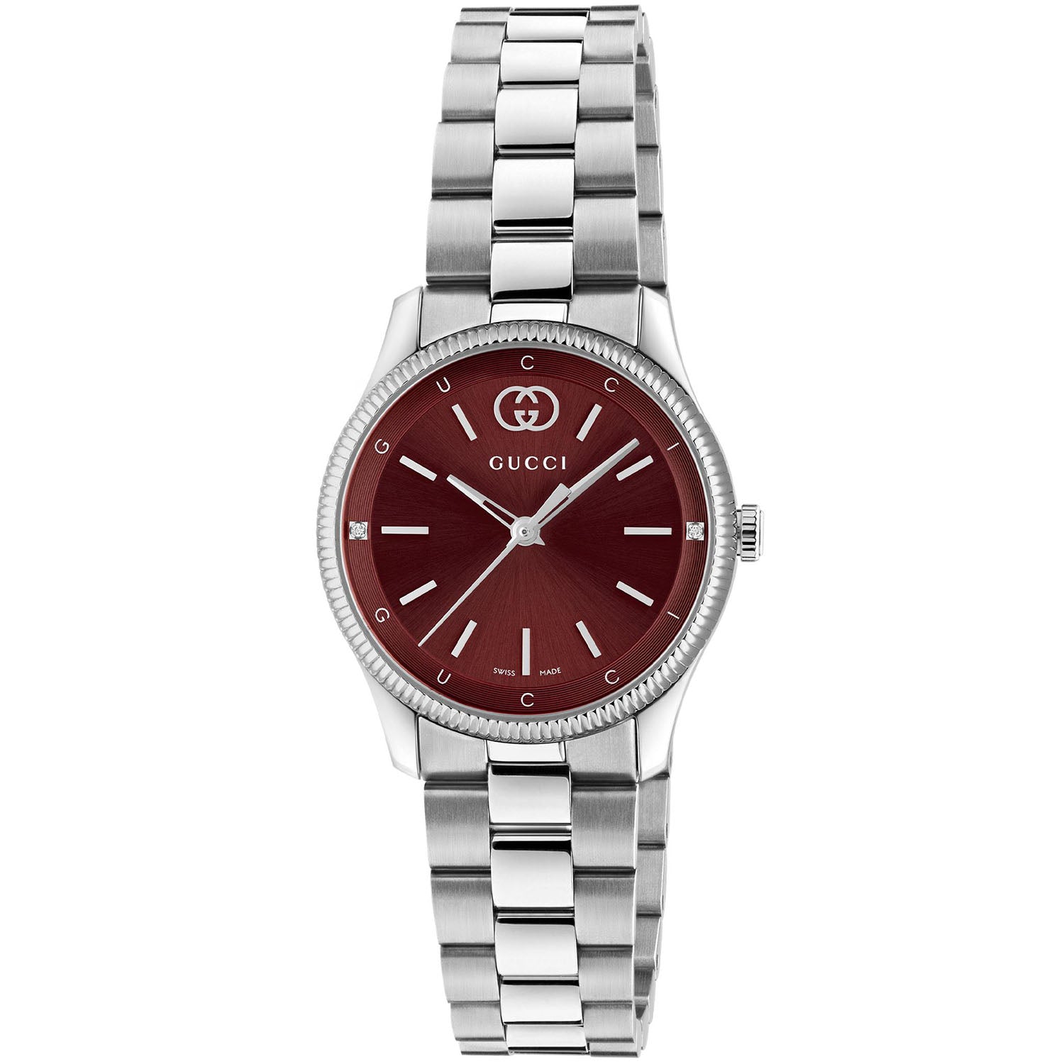 G-Timeless Quartz 29mm Stainless Steel Burgundy Dial Bracelet Watch