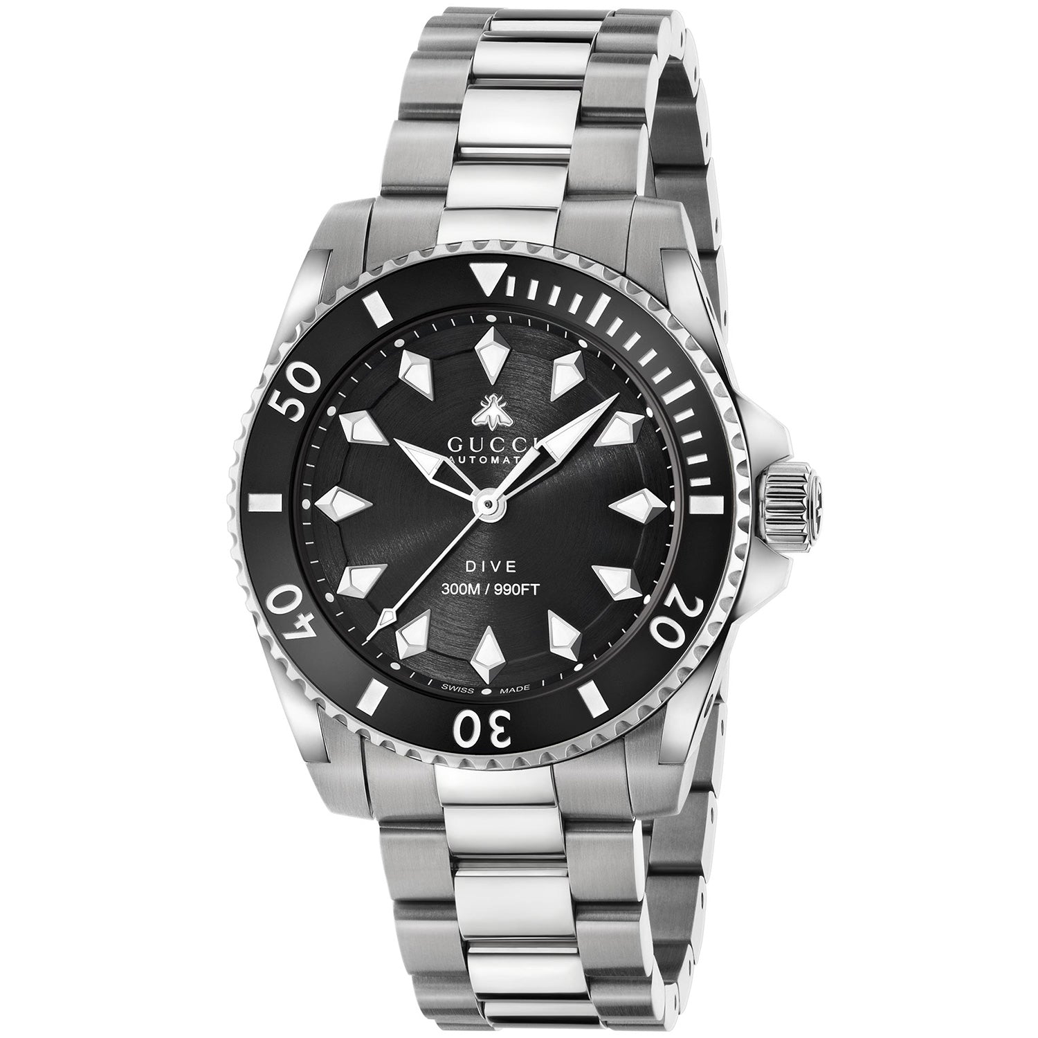 Gucci Gucci Dive 40mm Automatic Stainless Steel Watch With A Black Dial & Ceramic Bezel - Berry's Jewellers