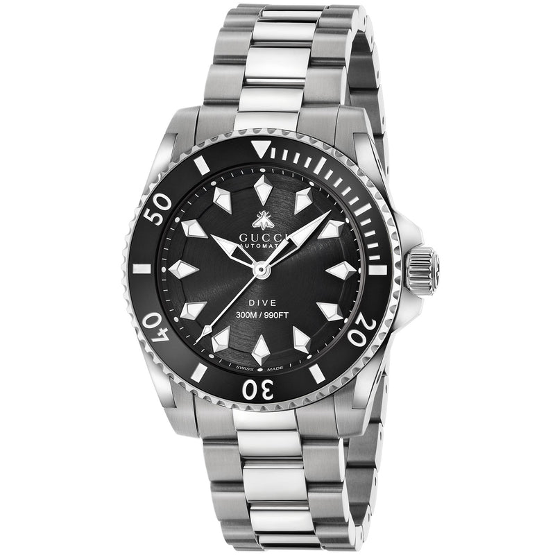 Gucci Gucci Dive 40mm Automatic Stainless Steel Watch With A Black Dial & Ceramic Bezel - Berry's Jewellers